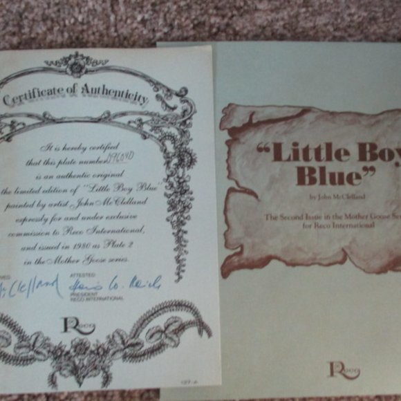 Little Boy Blue Mother Goose 1980 Reco Collectible Plate John McClelland w/Box - Picture 5 of 5